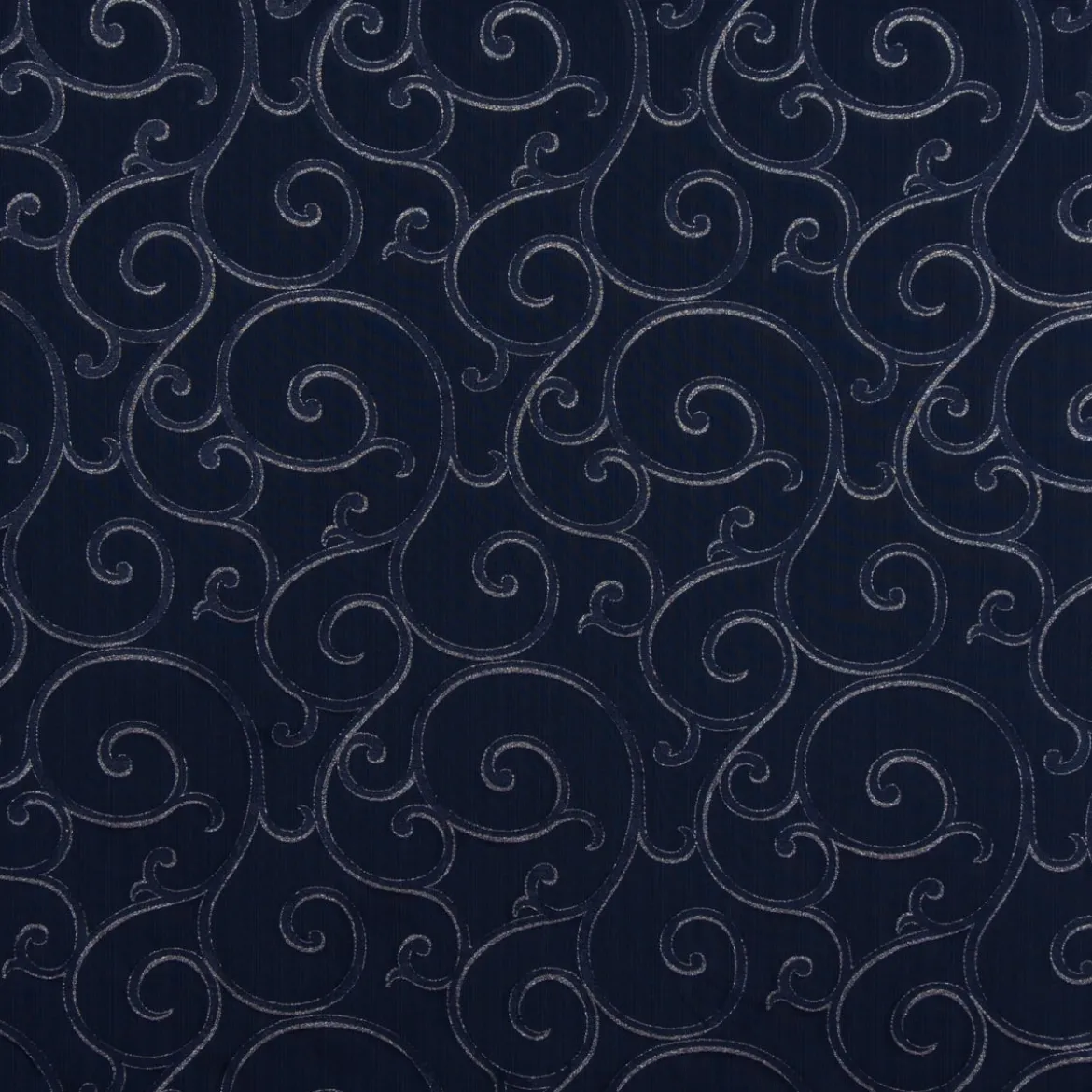 SCHÖNER LEBEN. Tischläufer Ornamente Schnörkel Lurex dunkelblau silberfarbig 40x160cm