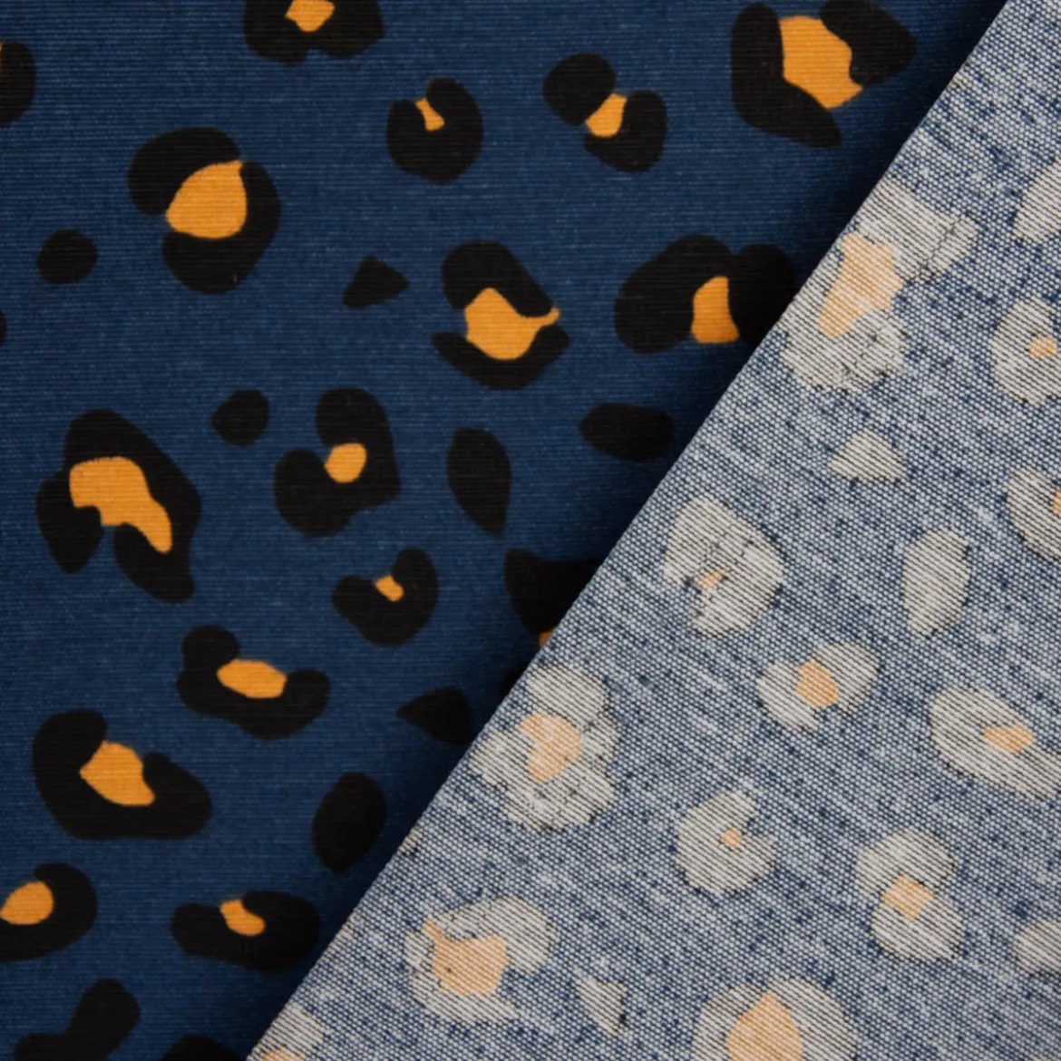 SCHÖNER LEBEN. Tischläufer Ottoman Leopardenmuster blau 40x160cm