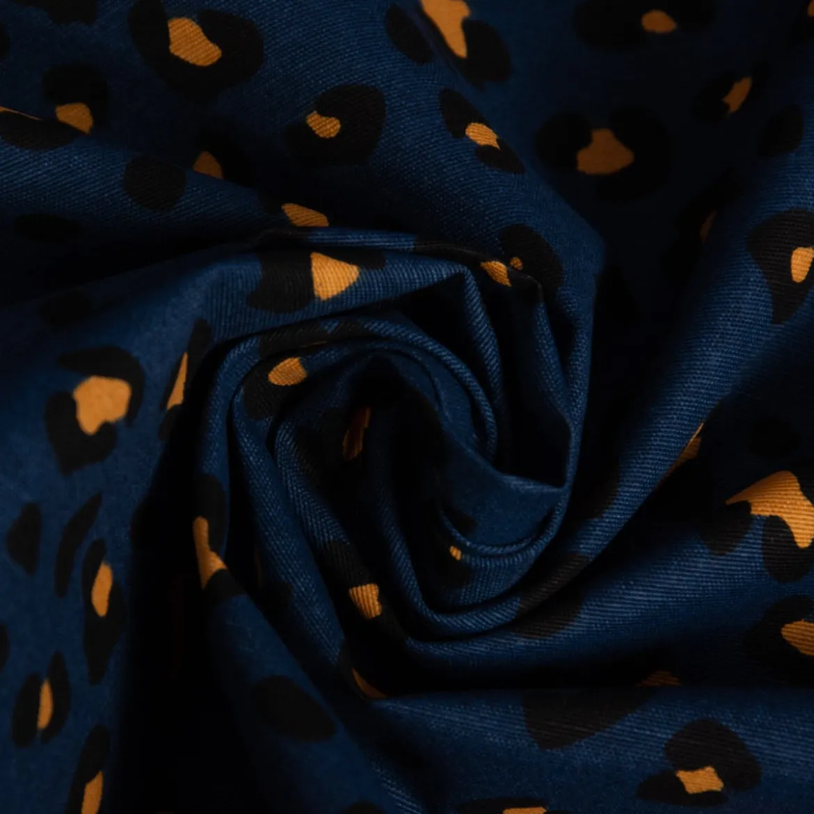 SCHÖNER LEBEN. Tischläufer Ottoman Leopardenmuster blau 40x160cm