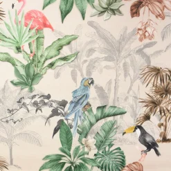 SCHÖNER LEBEN. Tischläufer Outdoor Palmen Papagei Flamingo beige bunt 40x160cm
