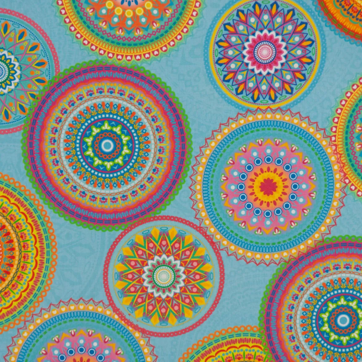 SCHÖNER LEBEN. Tischläufer Outdoor Mandalas türkis mulitcolor 40x160cm
