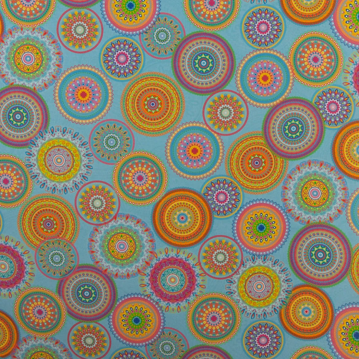 SCHÖNER LEBEN. Tischläufer Outdoor Mandalas türkis mulitcolor 40x160cm