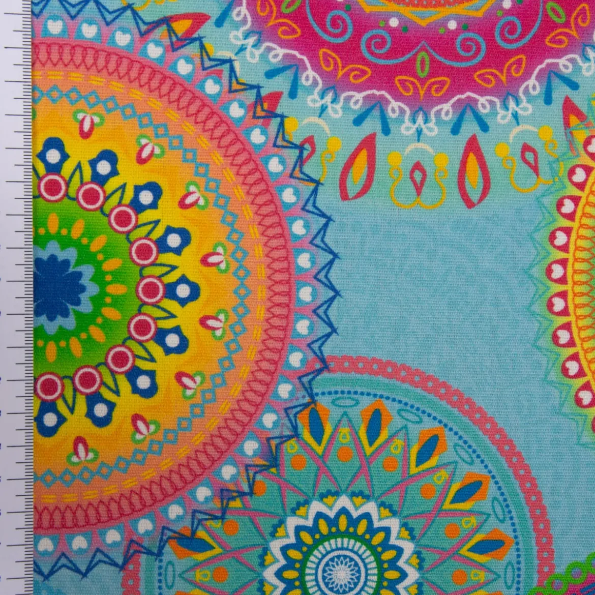 SCHÖNER LEBEN. Tischläufer Outdoor Mandalas türkis mulitcolor 40x160cm