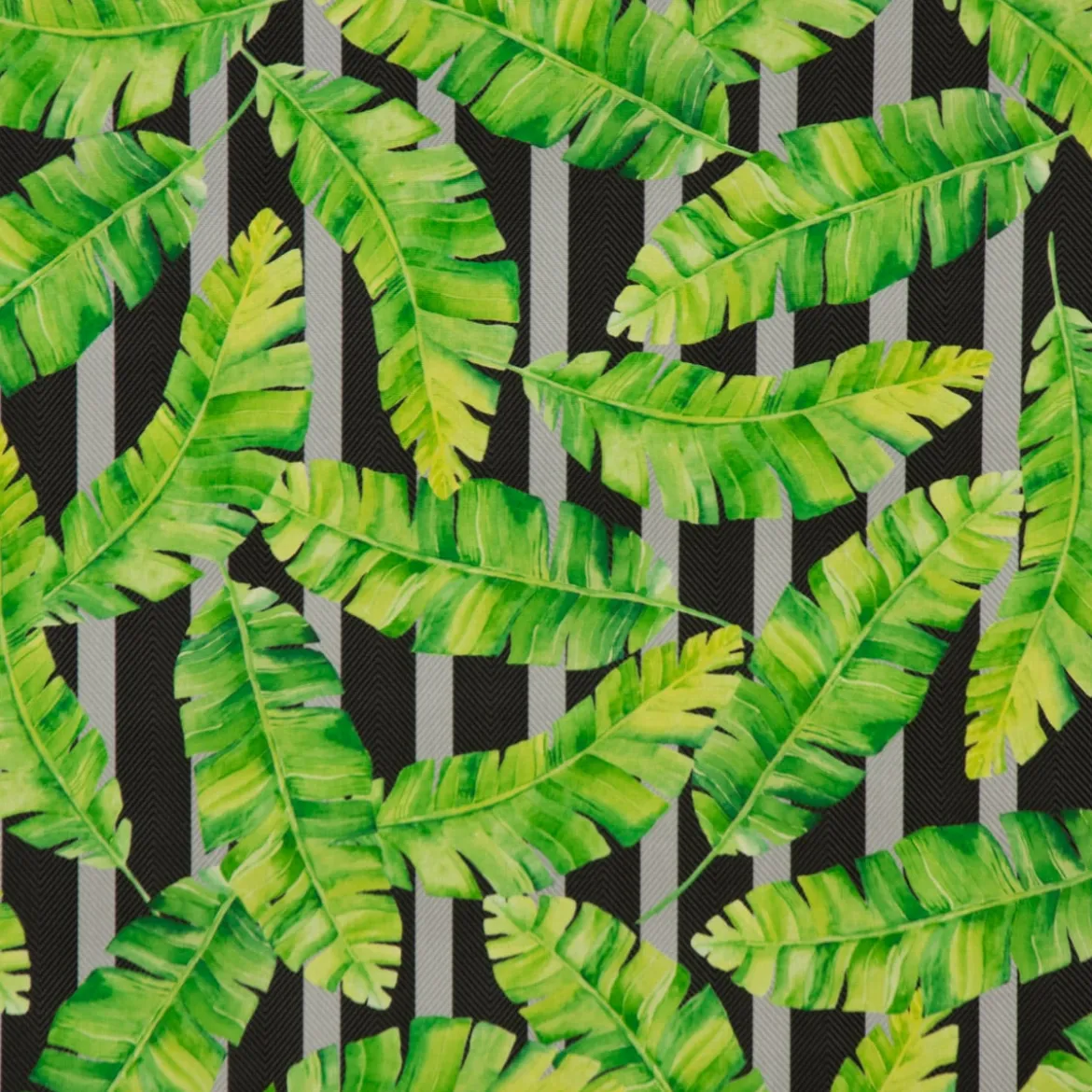 SCHÖNER LEBEN. Tischläufer Outdoor Palmen-Blätter grün schwarz grau 40x160cm