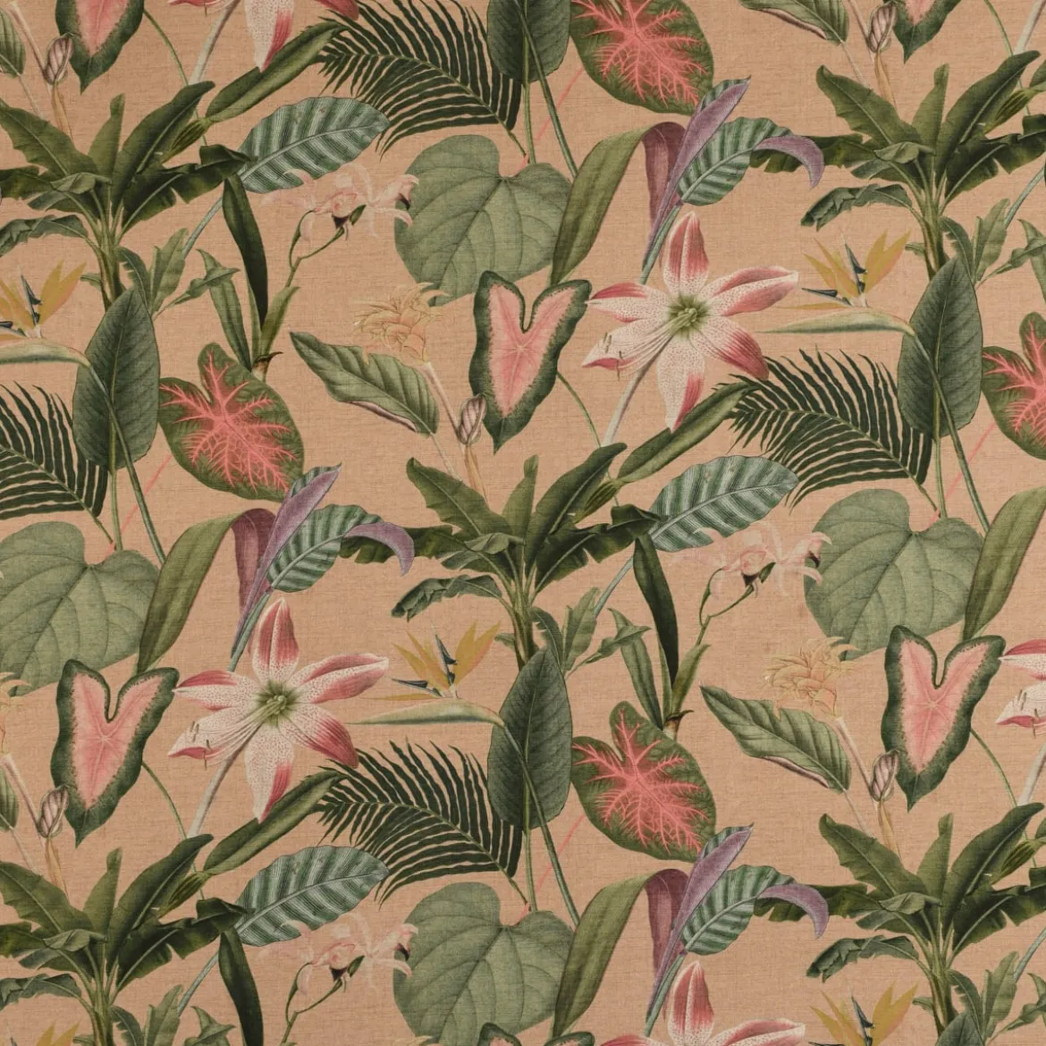 SCHÖNER LEBEN. Tischläufer Outdoor Romantic Botanic Exotik Blumen beige grün rosa 40x160cm