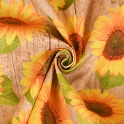 SCHÖNER LEBEN. Tischläufer Outdoor Sunflower Sonnenbumen Holzlatten beige gelb 40x160cm