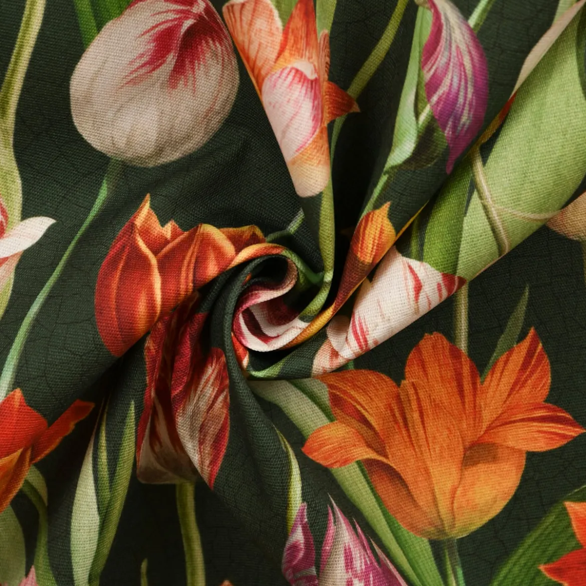 SCHÖNER LEBEN. Tischläufer Outdoor Tulip Painting Tulpen grün rot 40x160cm