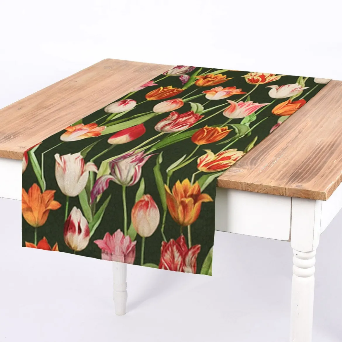 SCHÖNER LEBEN. Tischläufer Outdoor Tulip Painting Tulpen grün rot 40x160cm