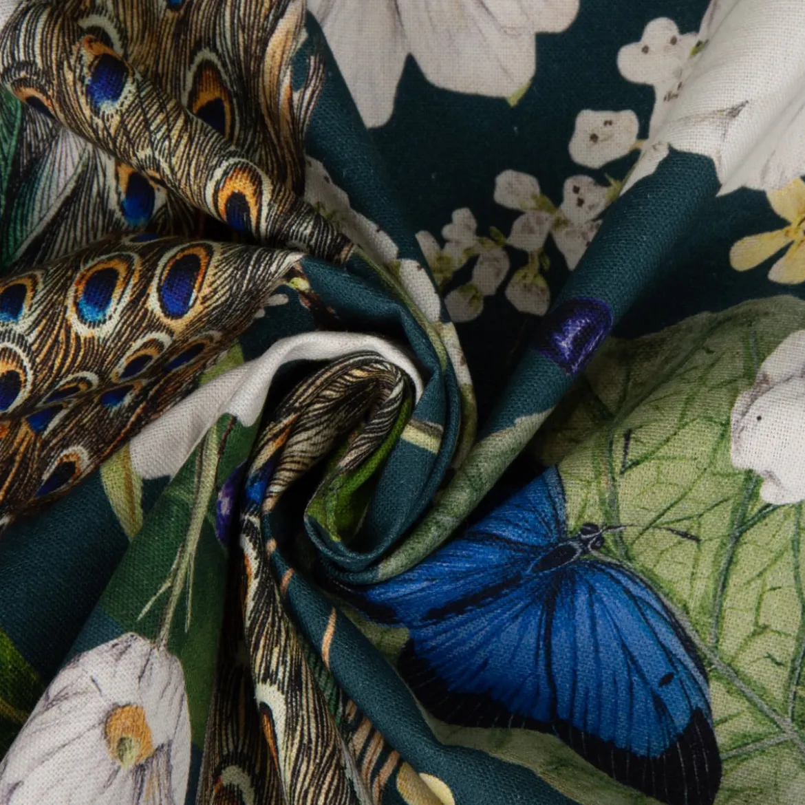 SCHÖNER LEBEN. Tischläufer Pfau Blüten petrol 40x160cm