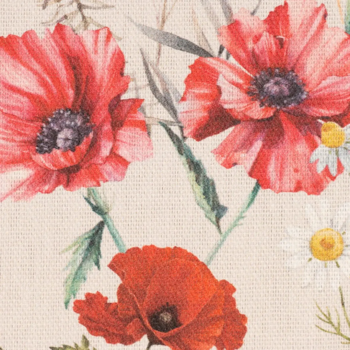 SCHÖNER LEBEN. Tischläufer Poppy Mohnblumen Kamille Getreide beige rot 40x160cm