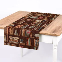 SCHÖNER LEBEN. Tischläufer Premium Bookshelve Marine Bücherregal Nautik 40x160cm