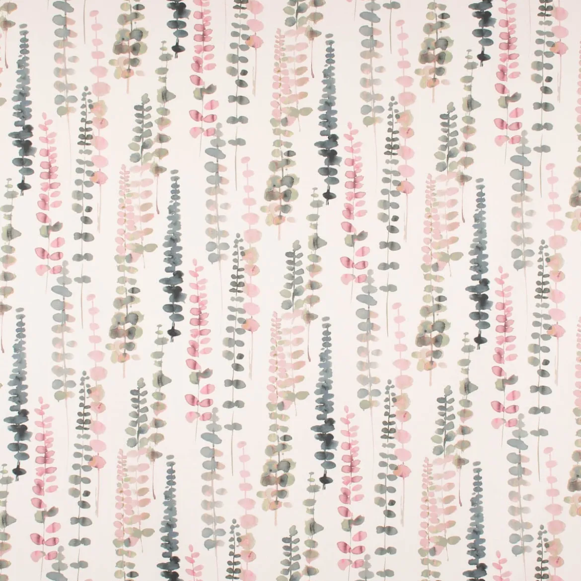 SCHÖNER LEBEN. Tischläufer Ranken Blätter Aquarell weiß grün rosa 40x160cm