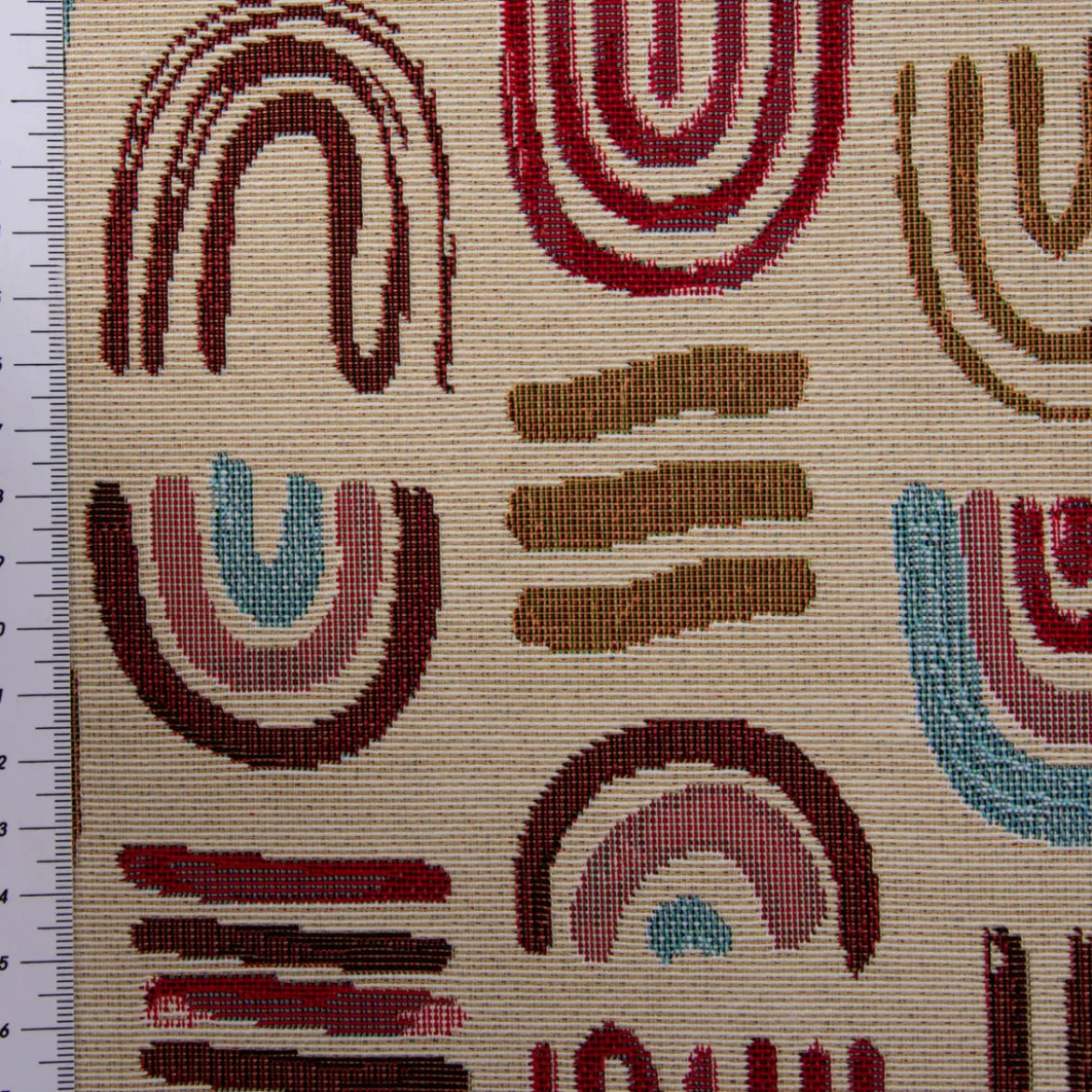 SCHÖNER LEBEN. Tischläufer Regenbogen beige blau rot 40x160cm