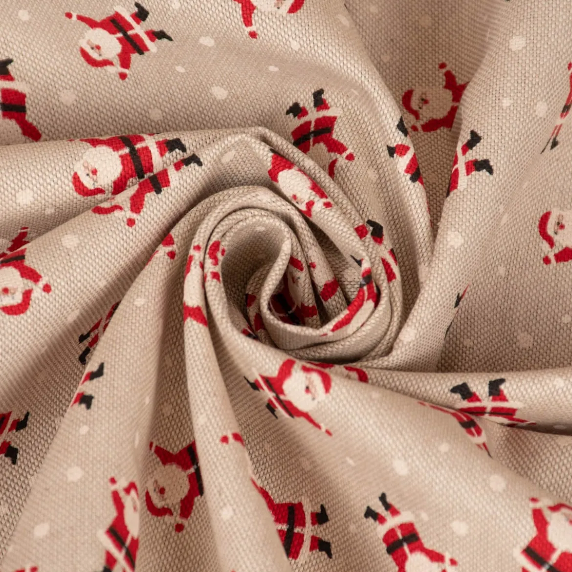 SCHÖNER LEBEN. Tischläufer Santa Snow Weihnachtsmann natur rot weiß 40x160cm