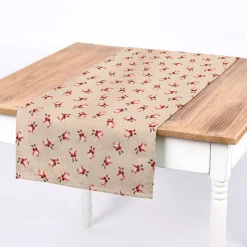 SCHÖNER LEBEN. Tischläufer Santa Snow Weihnachtsmann natur rot weiß 40x160cm