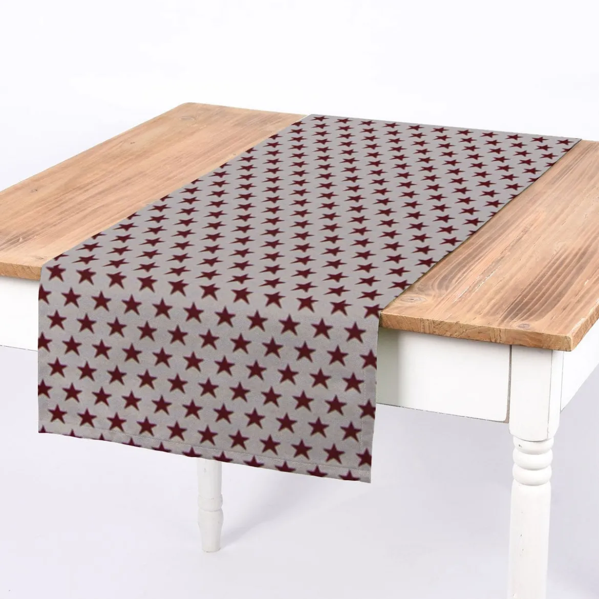 SCHÖNER LEBEN. Tischläufer Sterne beidseitig weiß rot 40x160cm