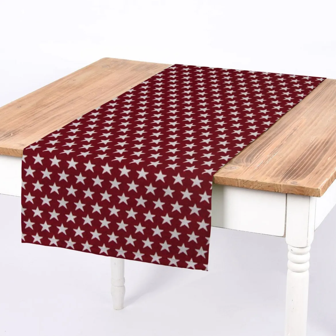SCHÖNER LEBEN. Tischläufer Sterne beidseitig rot weiß 40x160cm