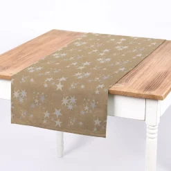 SCHÖNER LEBEN. Tischläufer Sterne beidseitig gold beige 40x160cm