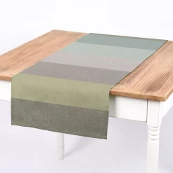 SCHÖNER LEBEN. Tischläufer Streifen 9,5cm grau mint petrol grün 40x160cm
