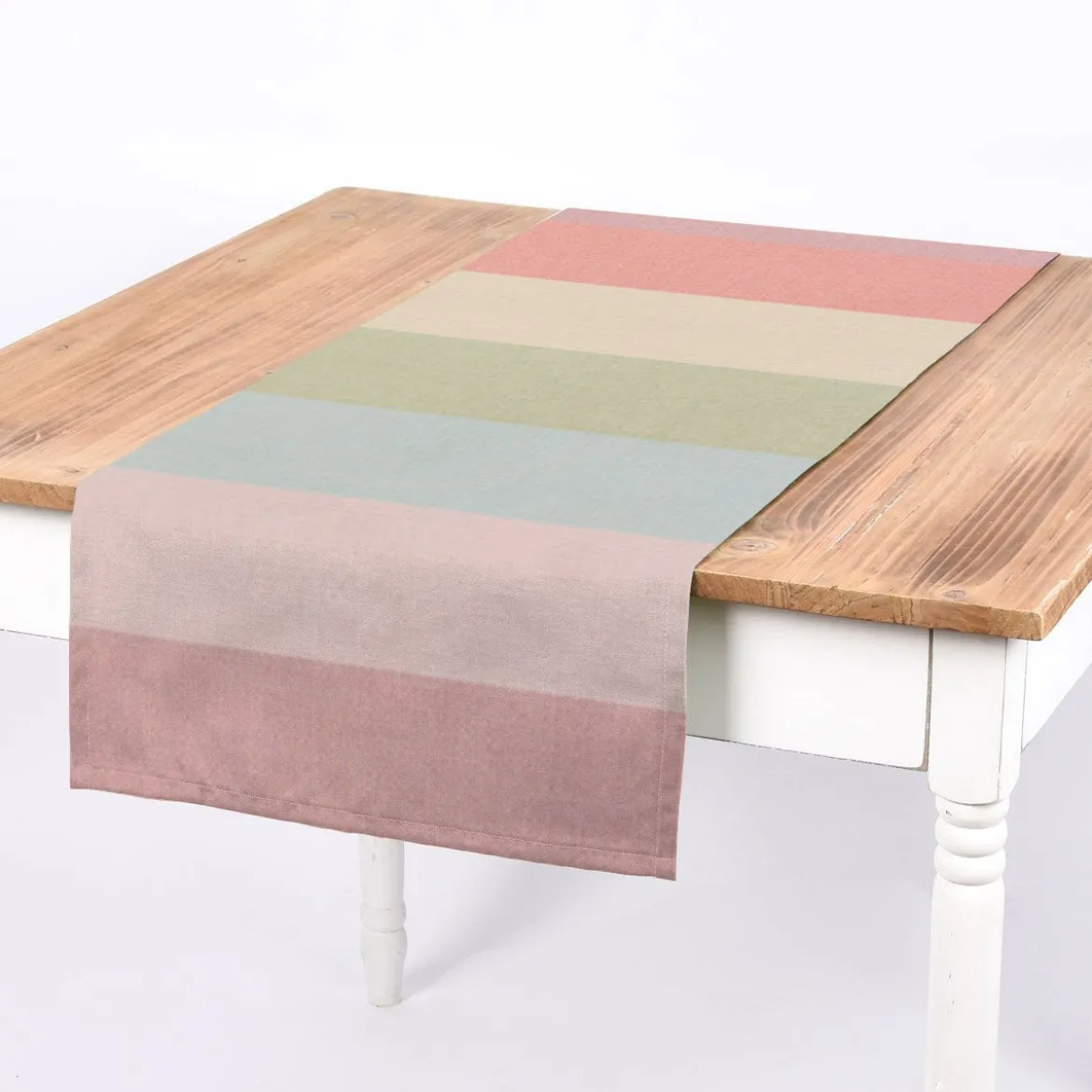 SCHÖNER LEBEN. Tischläufer Streifen 9,5cm mint rosa beere rot gelb grün 40x160cm