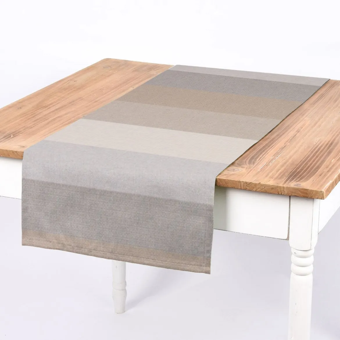 SCHÖNER LEBEN. Tischläufer Streifen 9,5cm creme beige braun grau 40x160cm