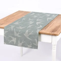 SCHÖNER LEBEN. Tischläufer STUDIO G Schwalben mint weiß 40x160cm