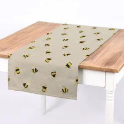 SCHÖNER LEBEN. Tischläufer STUDIO G Digitaldruck Bienen taupe gelb 40x160cm