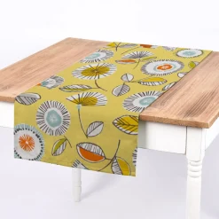 SCHÖNER LEBEN. Tischläufer Sundance Blumen hellgrün braun orange aqua 40x160cm