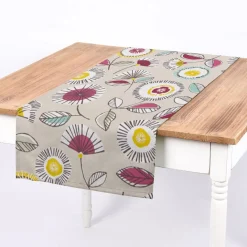SCHÖNER LEBEN. Tischläufer Sundance Blumen beige ocker beere aqua 40x160cm