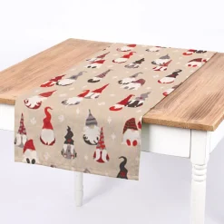 SCHÖNER LEBEN. Tischläufer Tomte Cosy Family Weihnachtswichtel natur rot weiß 40x160cm