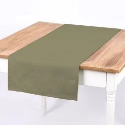 SCHÖNER LEBEN. Tischläufer Waffelrelief Kästchenstruktur uni khaki-grün 40x160cm