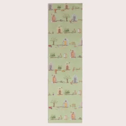 SCHÖNER LEBEN. Tischläufer Waldleben Haus Hase Fuchs grün braun 40x160cm