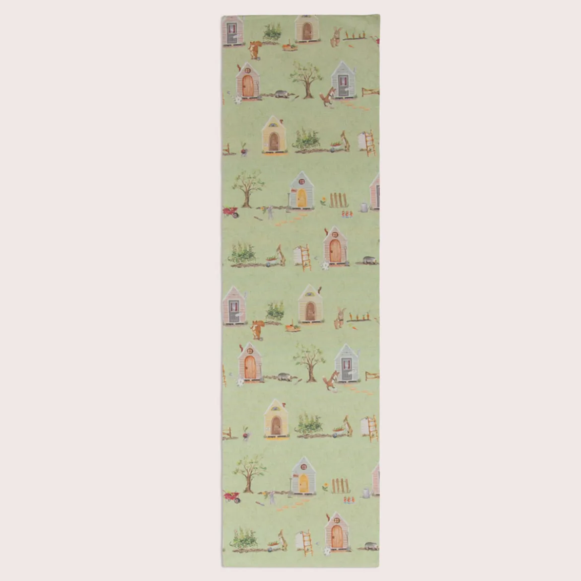 SCHÖNER LEBEN. Tischläufer Waldleben Haus Hase Fuchs grün braun 40x160cm