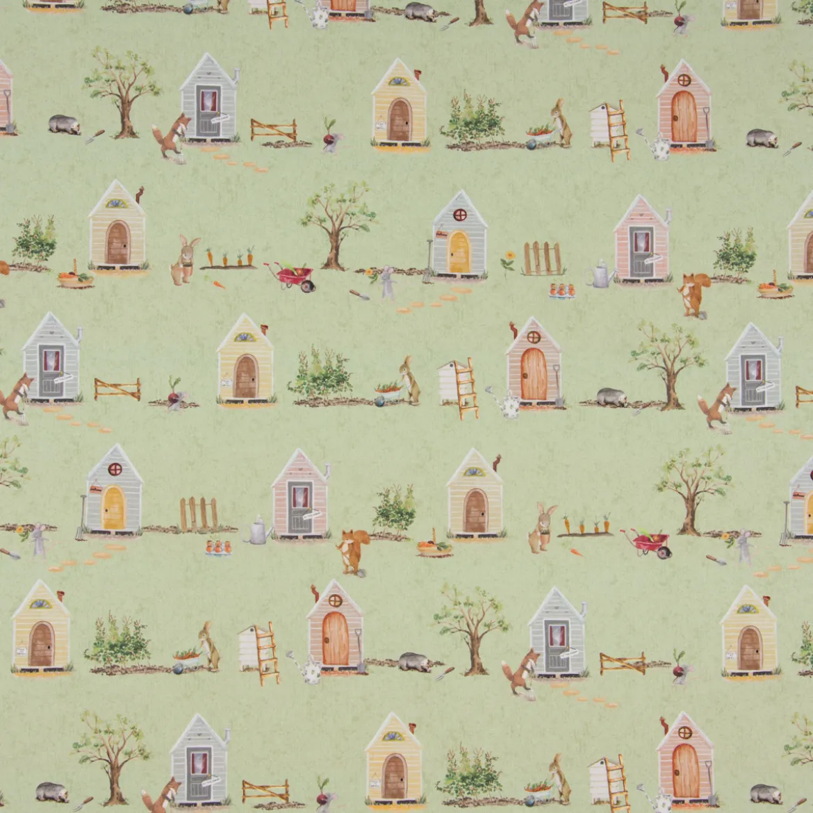 SCHÖNER LEBEN. Tischläufer Waldleben Haus Hase Fuchs grün braun 40x160cm