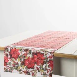 Schöner Leben Tischläufer Weihnachten Weihnachtsstern Bordüre rot beige 40x140cm