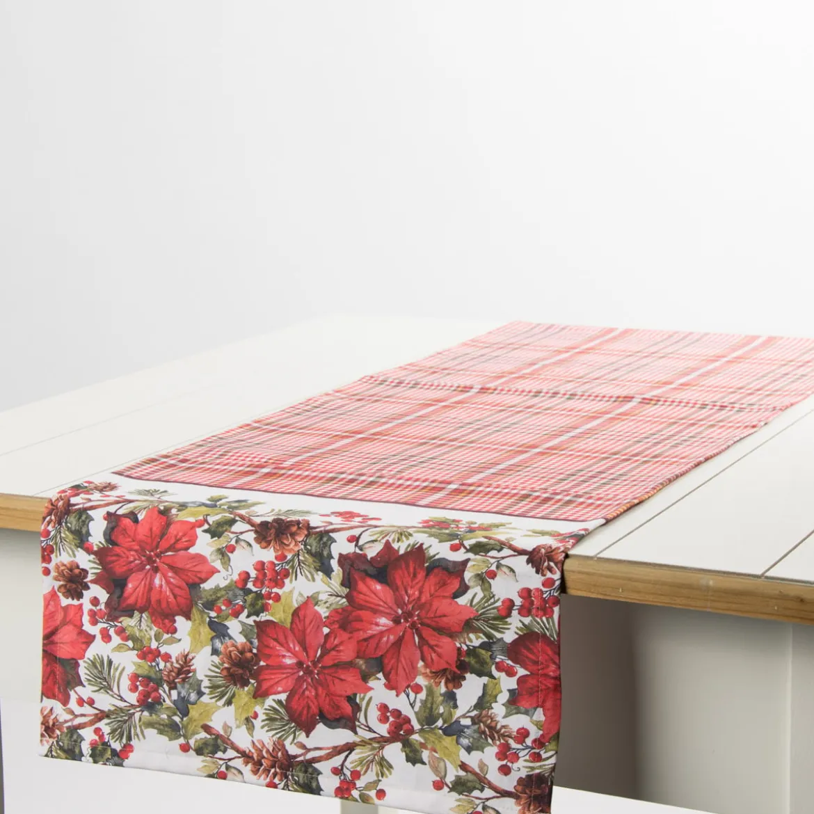 Schöner Leben Tischläufer Weihnachten Weihnachtsstern Bordüre rot beige 40x140cm