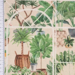 SCHÖNER LEBEN. Tischläufer Wintergarten Pflanztöpfe beige grün 40x160cm
