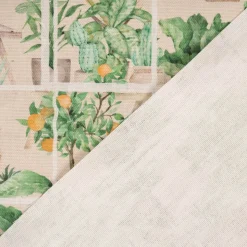 SCHÖNER LEBEN. Tischläufer Wintergarten Pflanztöpfe beige grün 40x160cm