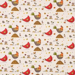 SCHÖNER LEBEN. Tischläufer Zazou Hühner Hahn Küken beige rot 40x160cm
