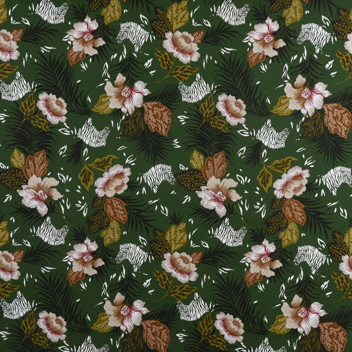 SCHÖNER LEBEN. Tischläufer ZOOP Blumen Zebra grün braun weiß schwarz 40x160cm