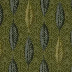 SCHÖNER LEBEN. Vorhang Art Déco Blätter Fächer grün creme 245cm oder Wunschlänge