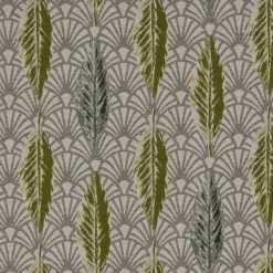 SCHÖNER LEBEN. Vorhang Art Déco Blätter Fächer creme grün 245cm oder Wunschlänge