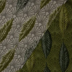 SCHÖNER LEBEN. Vorhang Art Déco Blätter Fächer creme grün 245cm oder Wunschlänge
