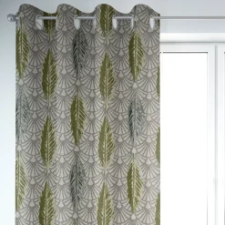 SCHÖNER LEBEN. Vorhang Art Déco Blätter Fächer creme grün 245cm oder Wunschlänge