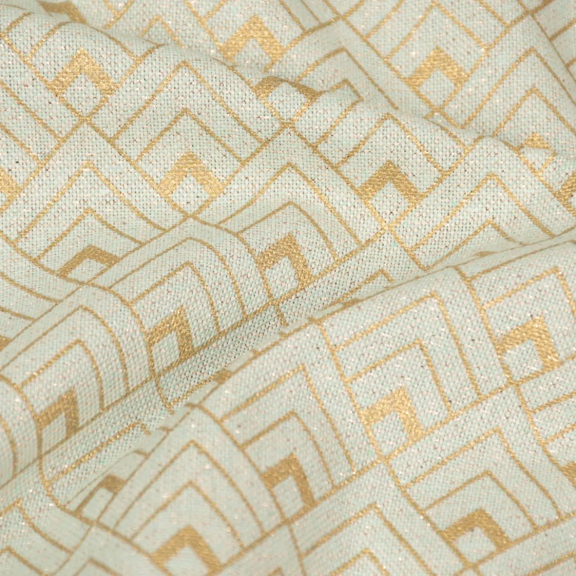 SCHÖNER LEBEN. Vorhang Art Deco Metallic Rauten mint goldfarbig 245cm oder Wunschlänge