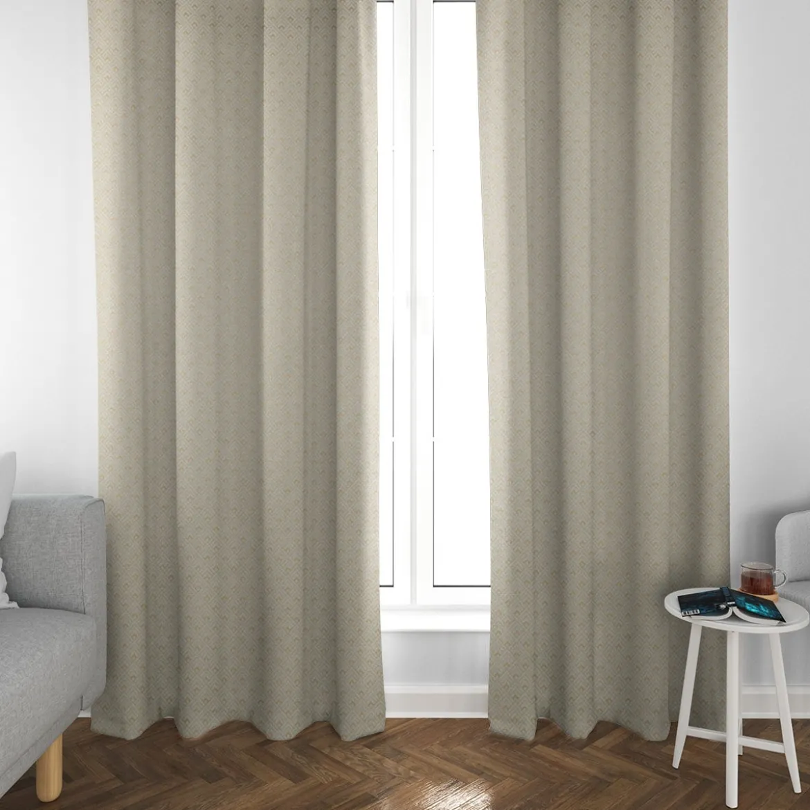 SCHÖNER LEBEN. Vorhang Art Deco Metallic Rauten mint goldfarbig 245cm oder Wunschlänge