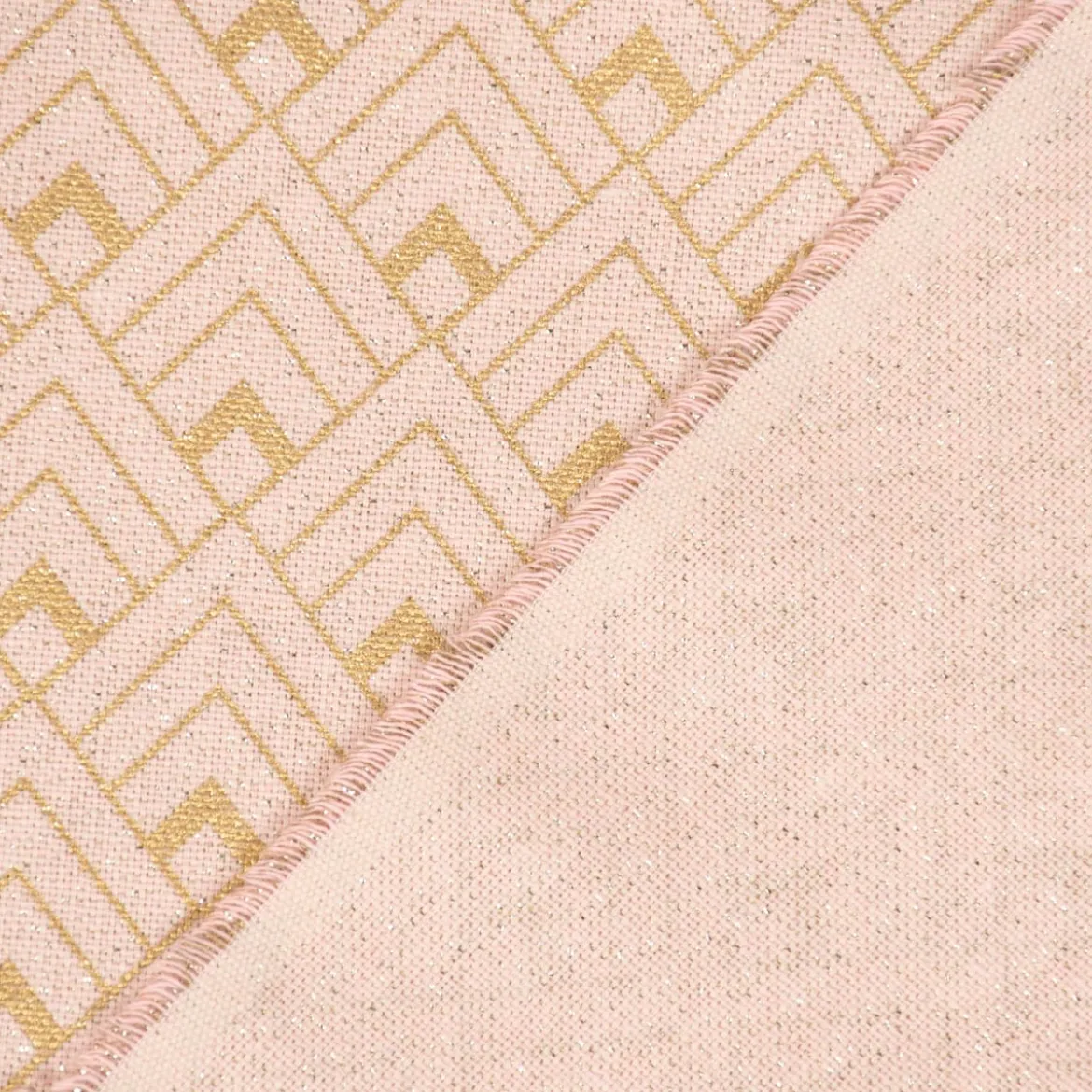SCHÖNER LEBEN. Vorhang Art Deco Metallic Rauten rosa goldfarbig 245cm oder Wunschlänge