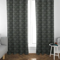 SCHÖNER LEBEN. Vorhang aus Baumwolle Fächer Bogen dunkelblau mintgrün 245cm oder Wunschlänge