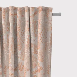 SCHÖNER LEBEN. Vorhang aus Baumwolle Blätter Blumen Gräser grau beige orange 245cm oder Wunschlänge