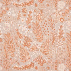 SCHÖNER LEBEN. Vorhang aus Baumwolle Blätter Blumen Gräser grau beige orange 245cm oder Wunschlänge
